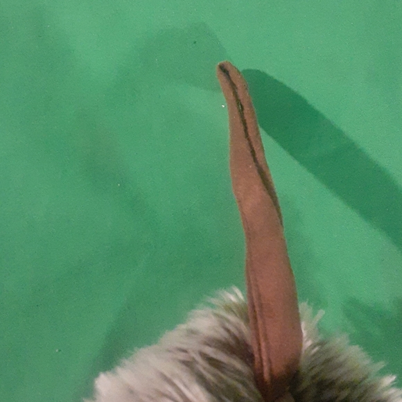 World market gray faux fur pom Christmas stocking - Picture 3 of 4